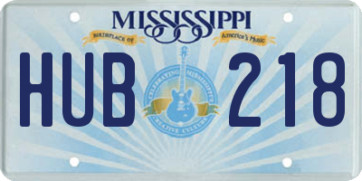MS license plate HUB218