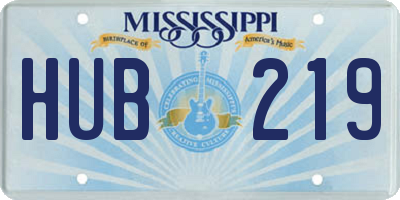 MS license plate HUB219