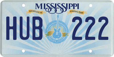 MS license plate HUB222