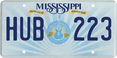 MS license plate HUB223