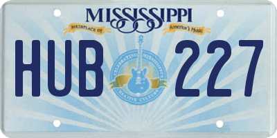 MS license plate HUB227