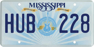 MS license plate HUB228