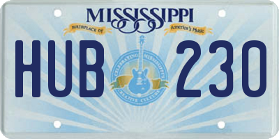 MS license plate HUB230