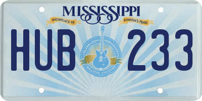MS license plate HUB233
