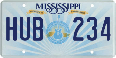 MS license plate HUB234