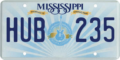 MS license plate HUB235