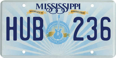 MS license plate HUB236