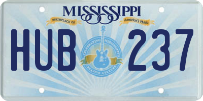 MS license plate HUB237