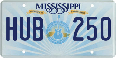 MS license plate HUB250