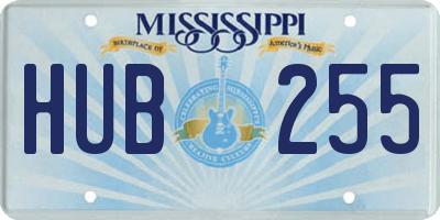 MS license plate HUB255