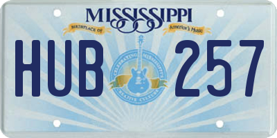 MS license plate HUB257