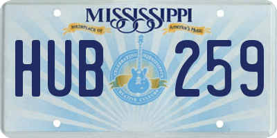 MS license plate HUB259