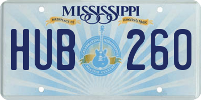 MS license plate HUB260