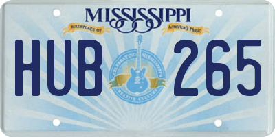 MS license plate HUB265