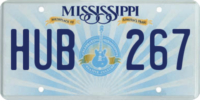 MS license plate HUB267