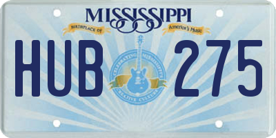 MS license plate HUB275