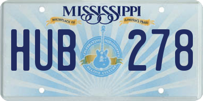 MS license plate HUB278
