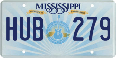 MS license plate HUB279