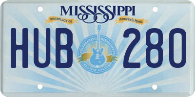 MS license plate HUB280