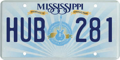 MS license plate HUB281
