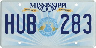 MS license plate HUB283