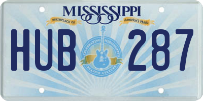 MS license plate HUB287