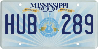 MS license plate HUB289