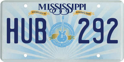 MS license plate HUB292