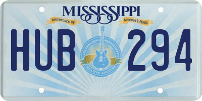 MS license plate HUB294