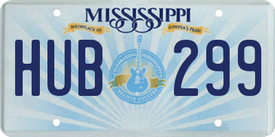 MS license plate HUB299