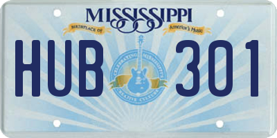 MS license plate HUB301