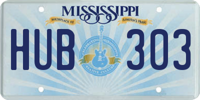 MS license plate HUB303