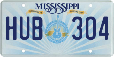 MS license plate HUB304