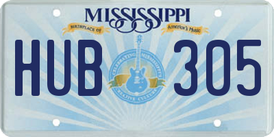 MS license plate HUB305