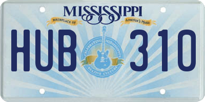 MS license plate HUB310