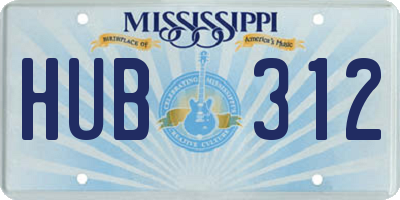 MS license plate HUB312