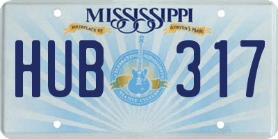 MS license plate HUB317