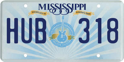 MS license plate HUB318