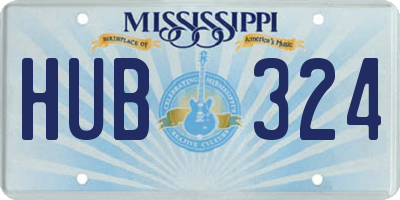 MS license plate HUB324