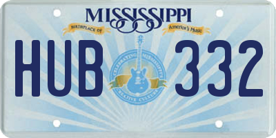 MS license plate HUB332