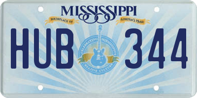 MS license plate HUB344