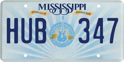 MS license plate HUB347