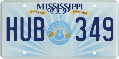 MS license plate HUB349