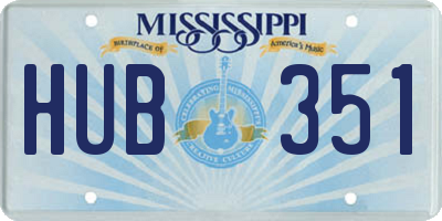 MS license plate HUB351