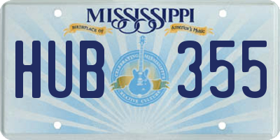 MS license plate HUB355
