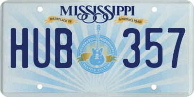 MS license plate HUB357