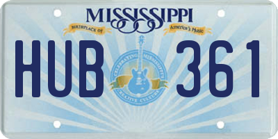 MS license plate HUB361