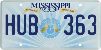MS license plate HUB363