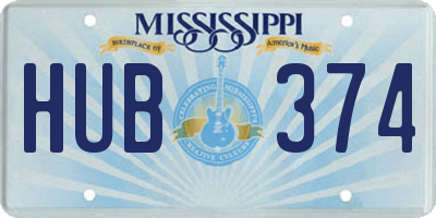 MS license plate HUB374