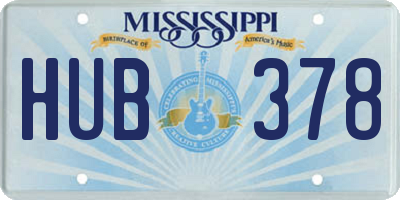 MS license plate HUB378
